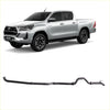 Black metallic exhaust pipe for toyota hilux 2.8l showing back side from redback extreme duty series