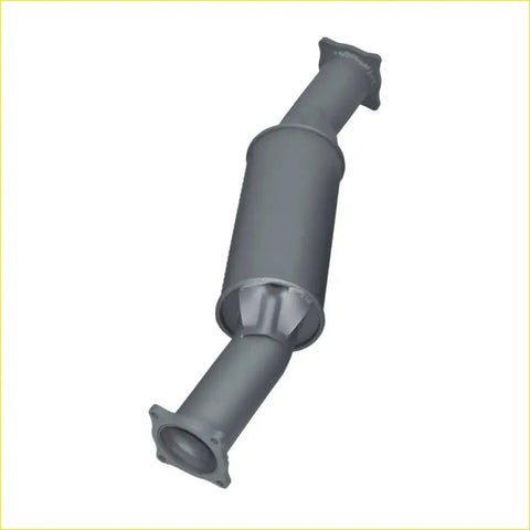 Gray metallic catalytic converter with flanged ends and cylindrical body for redback extreme duty resonator muffler