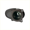 Black rubber gasket with metallic flange and four mounting holes for redback extreme duty straight piped muffler