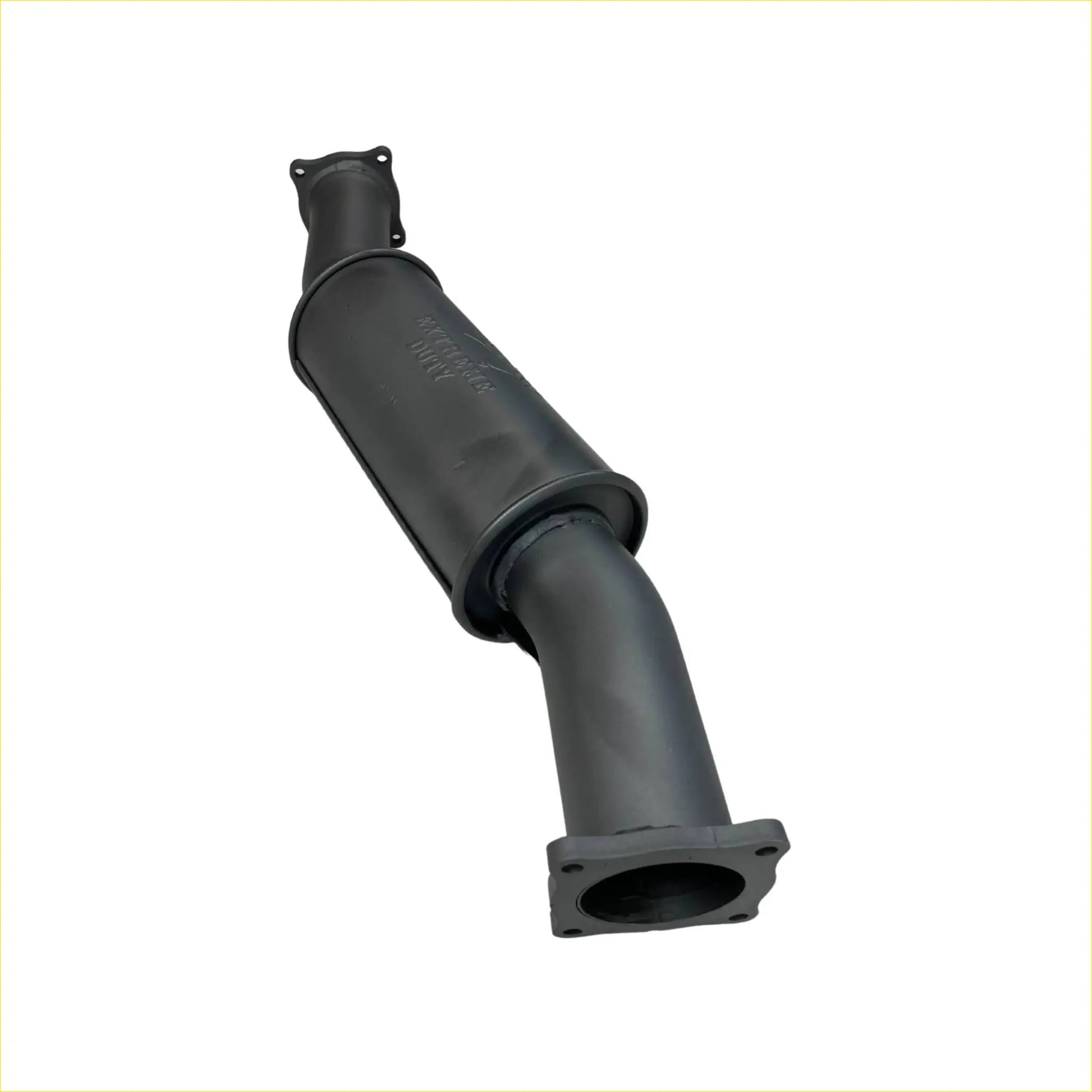 Black catalytic converter with flanged ends and cylindrical body for redback extreme duty straight piped resonator