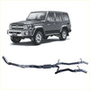 Black Redback extreme duty twin exhaust system showing back side for Toyota 76 series Landcruiser