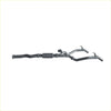 Gray metallic redback extreme duty twin exhaust with central catalytic converter and branching pipes for landcruiser back view