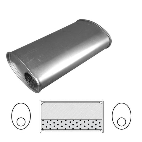 Redback Oval Muffler 10" Long 2.5" Offset Megaflow Mild
