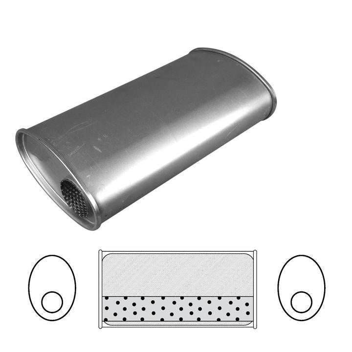 Redback Oval Muffler 10" Long 2.5" Offset Megaflow Mild