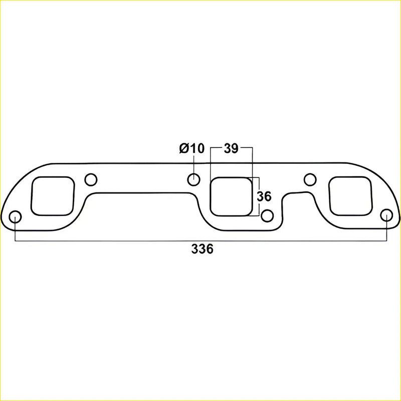 Metallic redback gasket engine manifold with three rectangular openings and circular mounting holes for holden vehicles