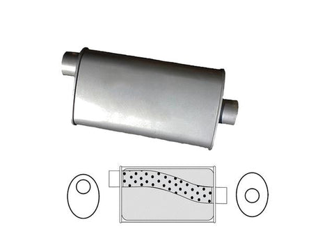 Redback Oval Muffler 14" Long 2" Offset/Centre Megaflow