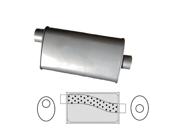 Redback Oval Muffler 14" Long 2" Offset/Centre Megaflow