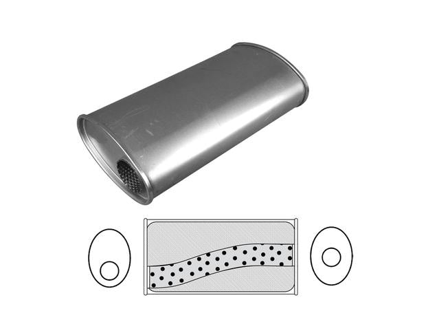 Redback Oval Muffler 20" Long 3" Offset/Centre Megaflow