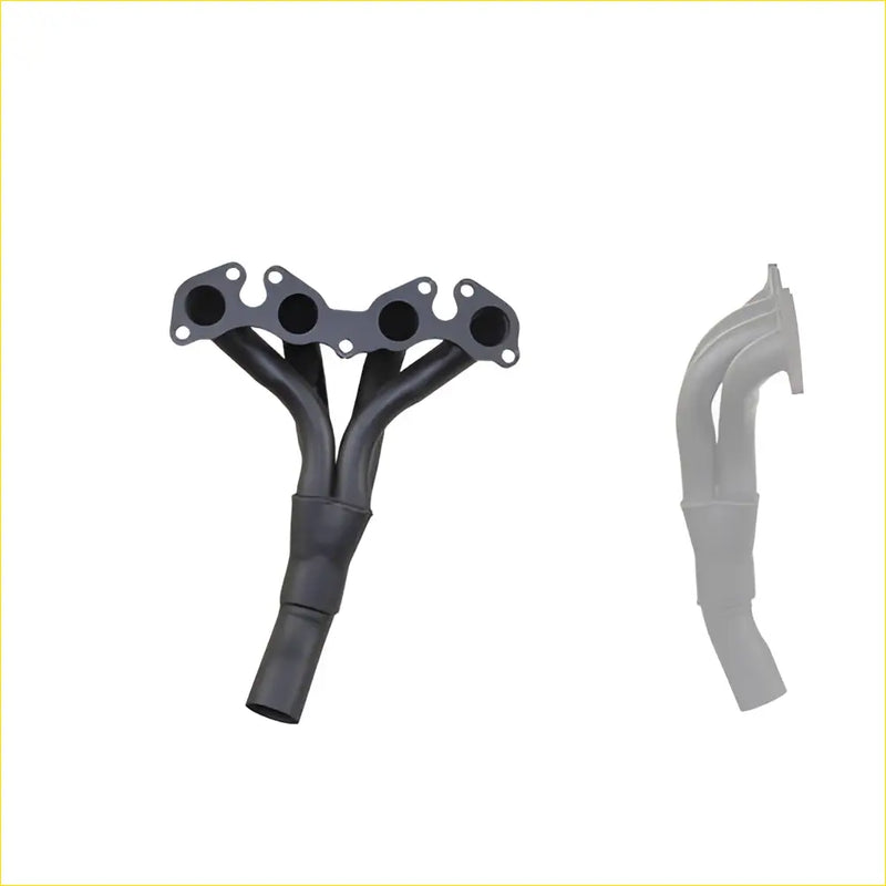 Black redback header exhaust manifold with four circular ports and flanged mounting for 1982-1987 nissan pulsar