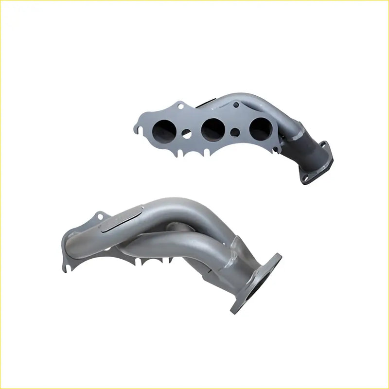 Gray metallic redback header exhaust manifold with curved tubes and multiple openings for toyota prado 11 2009 2017