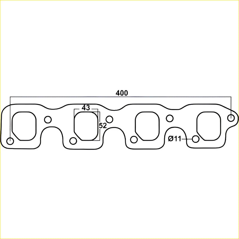 Black rubber intake manifold gasket with precise cutouts and bolt hole dimensions for redback header ford falcon fairlane
