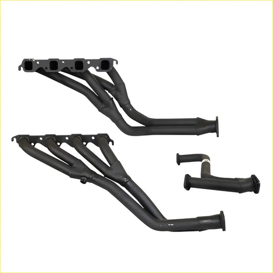Black matte redback headers exhaust manifolds with angular design for holden commodore calais 1988 to 2000