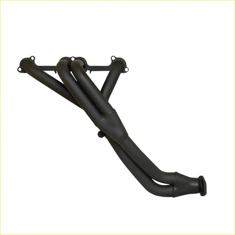 Black matte redback headers exhaust manifold with sleek angular design for holden rodeo te tf 4zei back side view