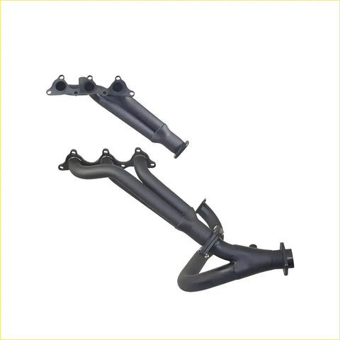 Black aftermarket matte exhaust manifold with multiple bolts for redback headers mitsubishi pajero nm np v6 3500