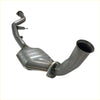 Silver metallic redback high flow catalytic converter with ribbed housing and curved pipes for ford falcon ba bf sedan