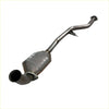 Silver metallic redback high flow catalytic converter with curved tubular ribbed design for ford falcon ba bf sedan