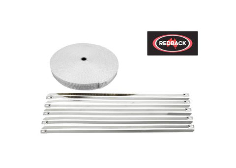 Redback Exhaust Heat Wrap w/ Ties 51mm x 10m White