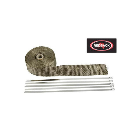 Redback Exhaust Heat Wrap 51mm x 10m w/Ties Titanium