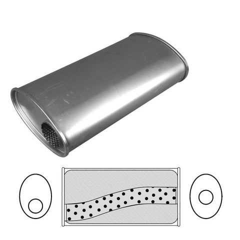 Redback Oval Muffler 14" Long 2" Offset/Centre Megaflow