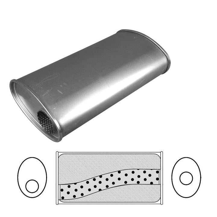 Redback Oval Muffler 14" Long 2" Offset/Centre Megaflow