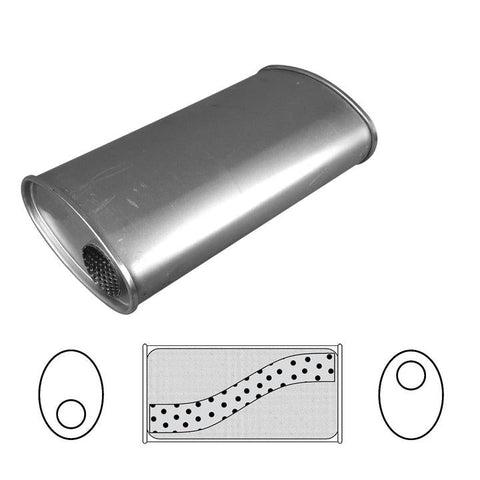 Redback Oval Muffler 14" Long 2.25" Offset Megaflow Mild