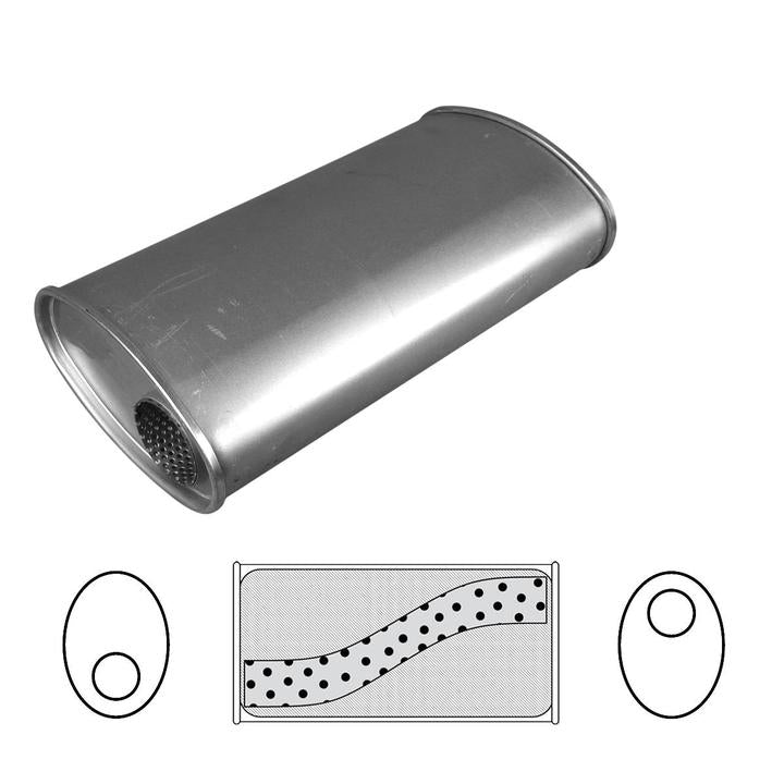 Redback Oval Muffler 14" Long 2.25" Offset Megaflow Mild