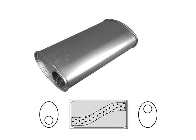 Redback Oval Muffler 14" Long 2.25" Offset Megaflow Mild