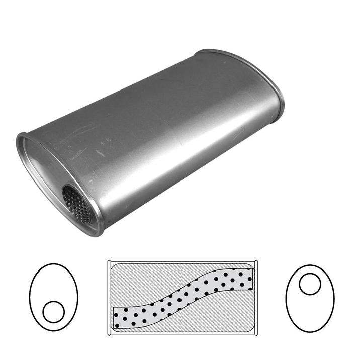 Redback Oval Muffler 16" Long 2.5" Offset Megaflow Mild