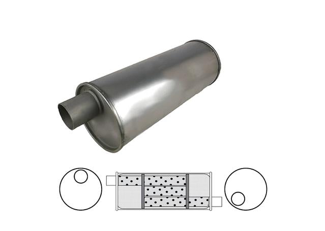 Redback Round Muffler 18" Long 2.25" Offest LH Triflow