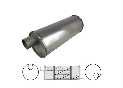 Redback Round Muffler 18" Long 2.25" Offest RH Triflow