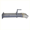 Backside view of a silver metallic redback muffler delete dual exhaust pipe with polished finish for toyota landcruiser 200 series