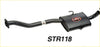 Black 2.5 inch cat back exhaust with rectangular muffler and redback logo on the back side for holden commodore vs