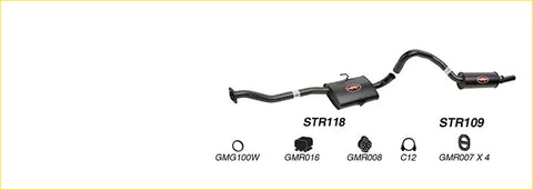 Black 2.5 inch cat back exhaust system with red logos and curved pipes for holden commodore vs by redback performance