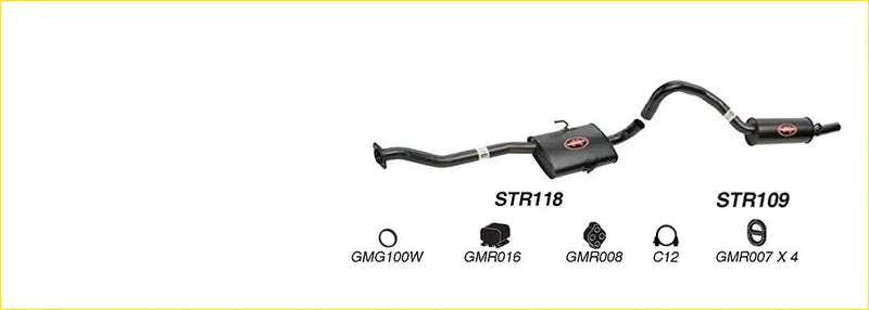 Black 2.5 inch cat back exhaust system with red logos and curved pipes for holden commodore vs by redback performance
