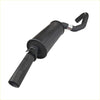 Black metal exhaust muffler with curved end and straight pipe from redback performance 25 exhaust for holden commodore vl v8