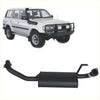 Black aftermarket exhaust system showing back side for toyota land cruiser 70 series by redback performance