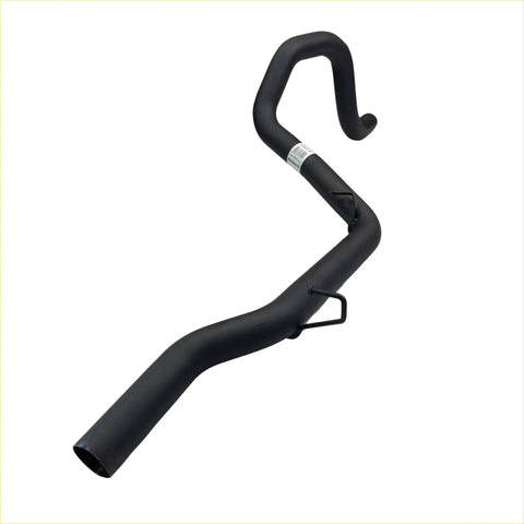 Black matte metal exhaust pipe with angular design and mounting brackets for redback performance ford falcon system back side