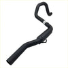 Back view of redback performance black matte exhaust pipe with curved end and metal bracket for ford falcon 1991