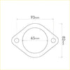 Diamond-shaped 93mm x 82mm steel flange with central 65mm hole for redback performance exhaust ford falcon 99-02