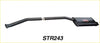 Black metal exhaust pipe with curved design and rectangular muffler end featuring red logo for ford falcon 07 1998 back view