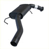 Black metal exhaust muffler with curved design and mounting hooks from redback performance for ford falcon 09 1998 back side