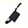 Black metal cylindrical exhaust muffler with two flanged ends for redback performance system ford falcon 2002 back side