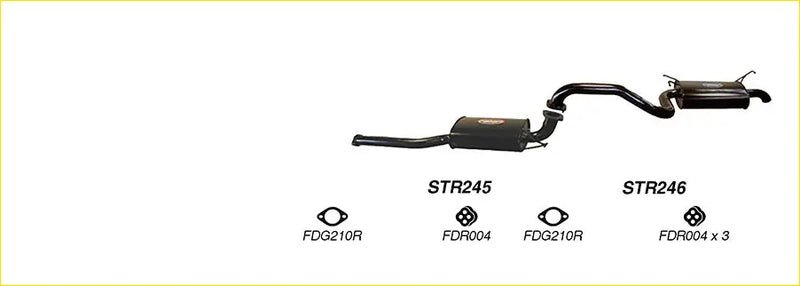 Black metal redback performance exhaust system with central resonator and curved pipes for ford falcon back side view