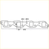 Technical drawing of a 410mm engine intake manifold gasket with precise hole dimensions for redback exhaust on holden calais