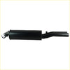 Black metal exhaust pipe with matte finish and dual outlet on the back of redback performance exhaust for holden caprice