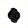Black hexagonal-shaped connector with four circular openings on the backside of redback performance exhaust system for holden caprice