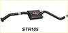 Black Redback performance exhaust system for Holden Caprice with rectangular muffler and curved pipes showing back side