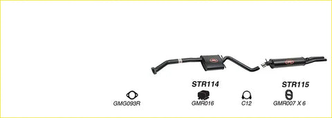Black redback performance exhaust system with central resonator and curved pipes for holden caprice 04 1990 design