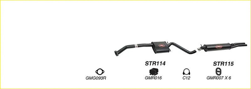 Black redback performance exhaust system with central resonator and curved pipes for holden caprice 04 1990 design