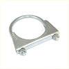 Silver metal exhaust hanger with u-shaped ring and bolted clamps for redback performance exhaust system Holden Caprice